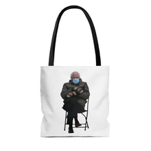 Load image into Gallery viewer, Bernie Sanders Tote Bag - Bernie Sitting Chair Meme 2021 - Funny Bernie Feel the Bern Mood Chair Gloves Tote Bag Gift AOP Tote Bag
