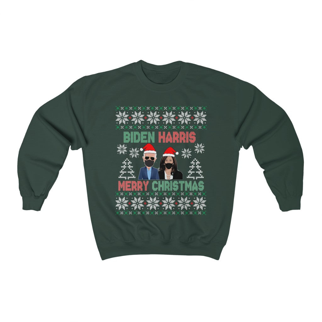 Biden Harris Christmas Sweater - President Biden Madam VP Kamala Harris Ugly Christmas Sweater - Unisex Heavy Blend Crewneck Sweatshirt