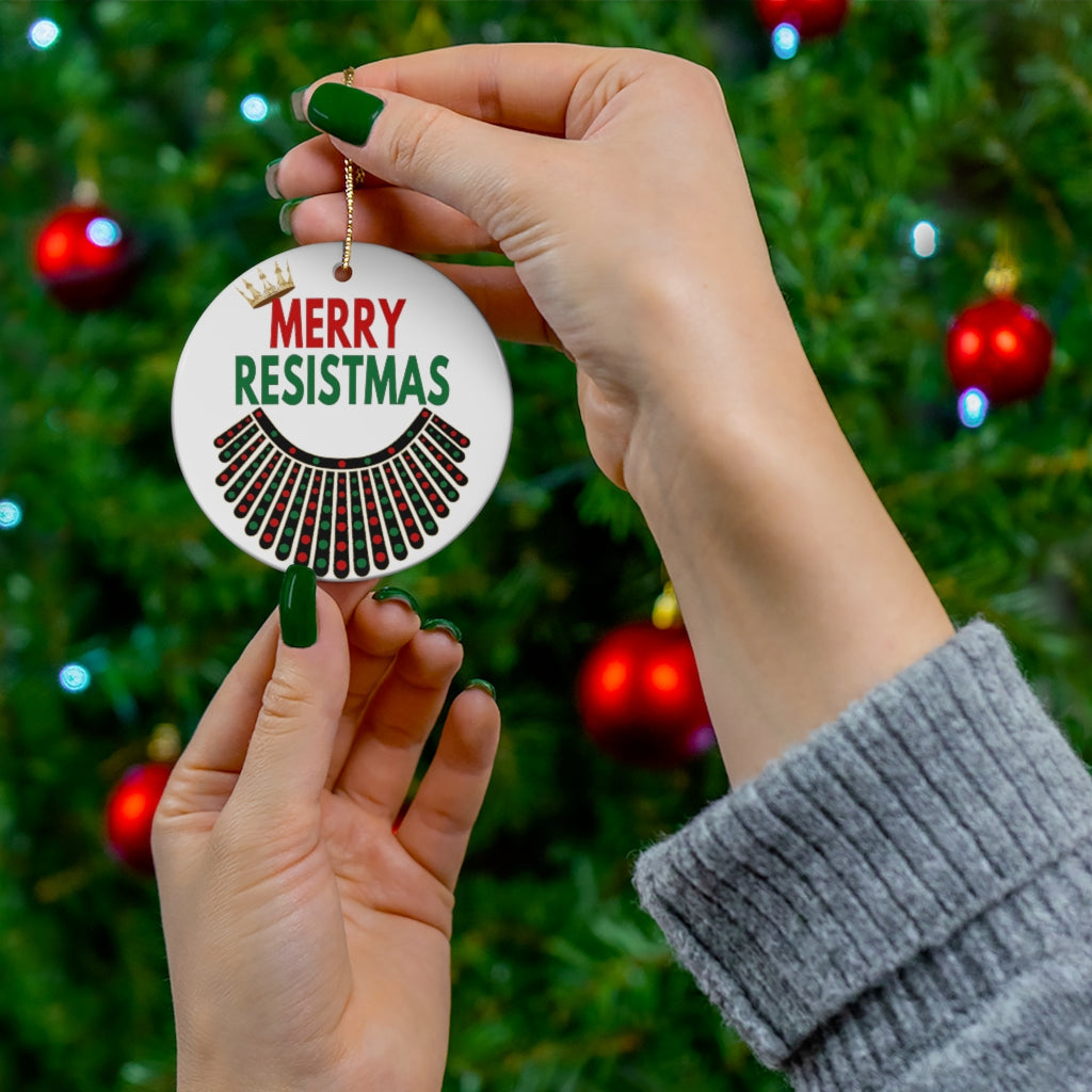 RBG Ruth Bader Ginsburg Christmas Ornament - Merry Resistmas Ornament Notorious RBG Double Sided Ceramic Ornaments