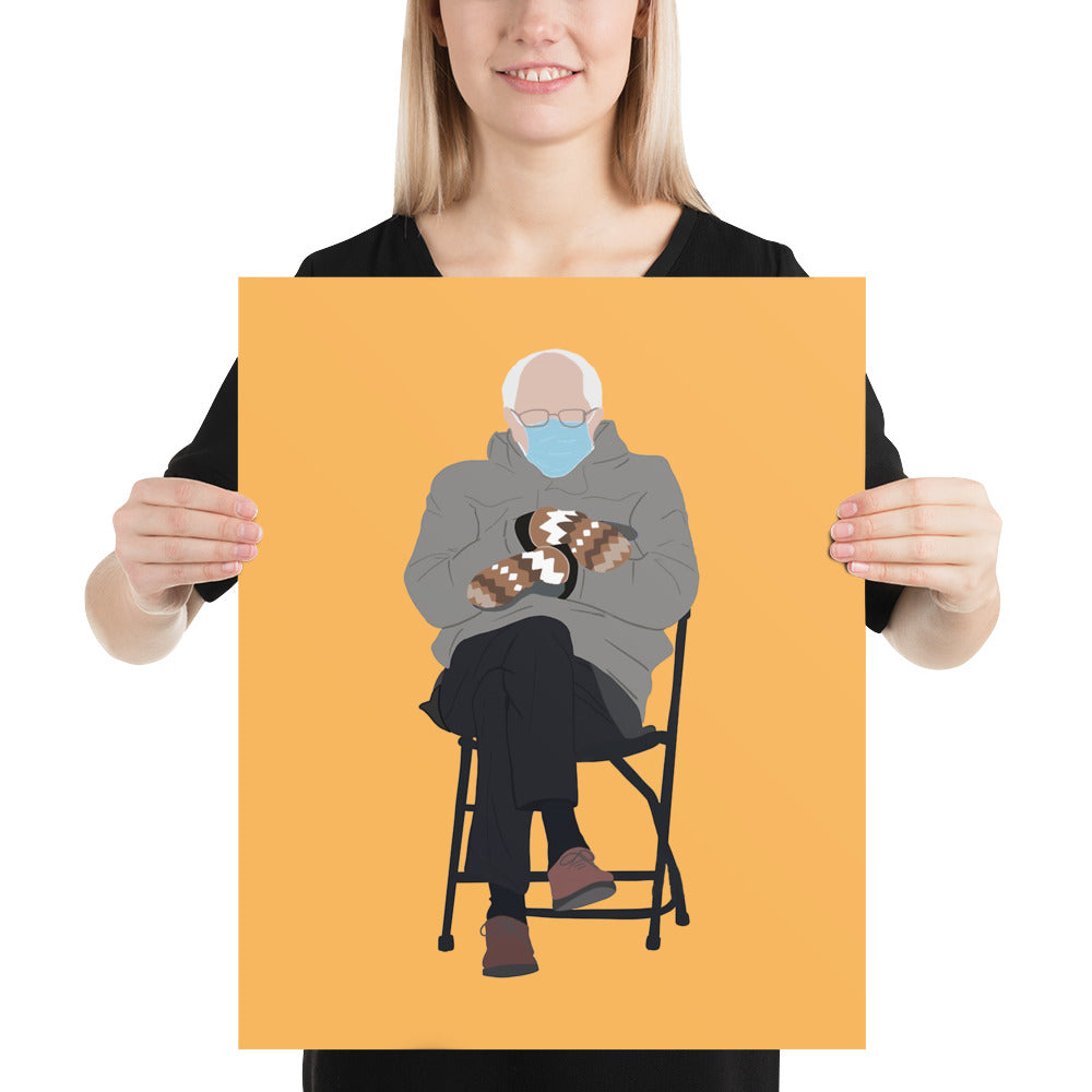 Bernie Poster - Bernie Cool Mood Poster - Bernie Mittens Poster - Bernie Sitting Chair Meme Poster - Minimalistic Poster of Bernie Sanders