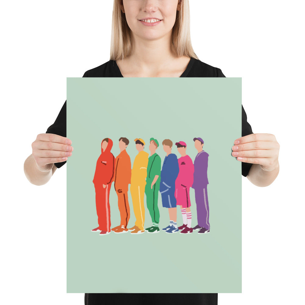 BTS Poster - BTS Minimal Art - Boys Rainbow BTS - Army Namjoon Jin Yoongi Hobi Jimin Taehyung Jungkook Wall Art Poster
