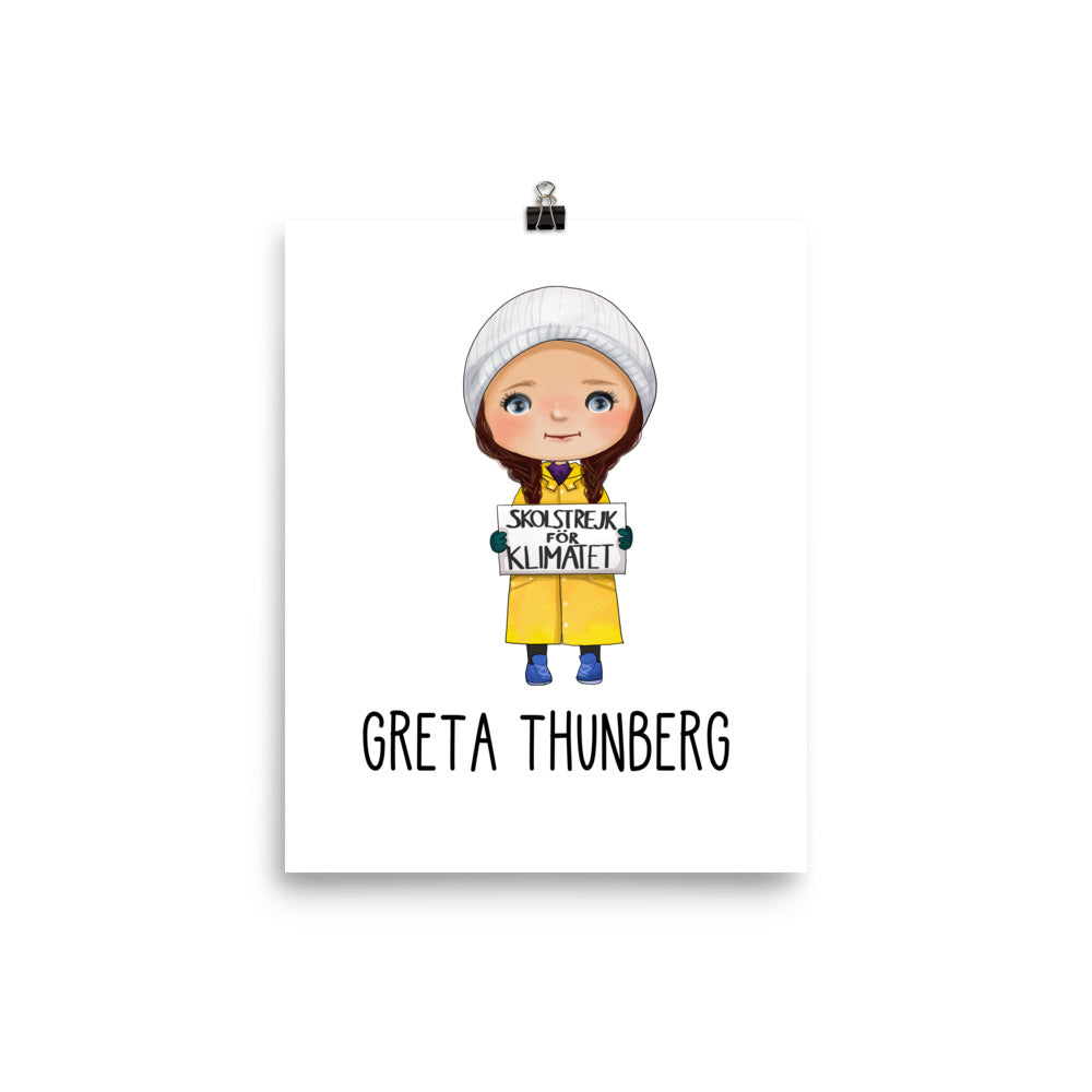 Greta Thunberg Empowered and Inspirational Women Wall Art Poster for Educational School Classroom or Nursery Theme 8x10 Poster - Climate