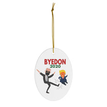 Load image into Gallery viewer, BYEDON 2020 Christmas Ceramic Ornaments - President Elect Joe Biden Kicking Donald Toddler Trump - Biden Mask Double Sided Ornament
