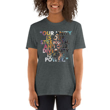 Load image into Gallery viewer, Kamala Harris Quote Tshirt - Our Diversity is our Strength and Our Diversity is our Power - Vote Biden Harris - Go Momala Unisex T-Shirt
