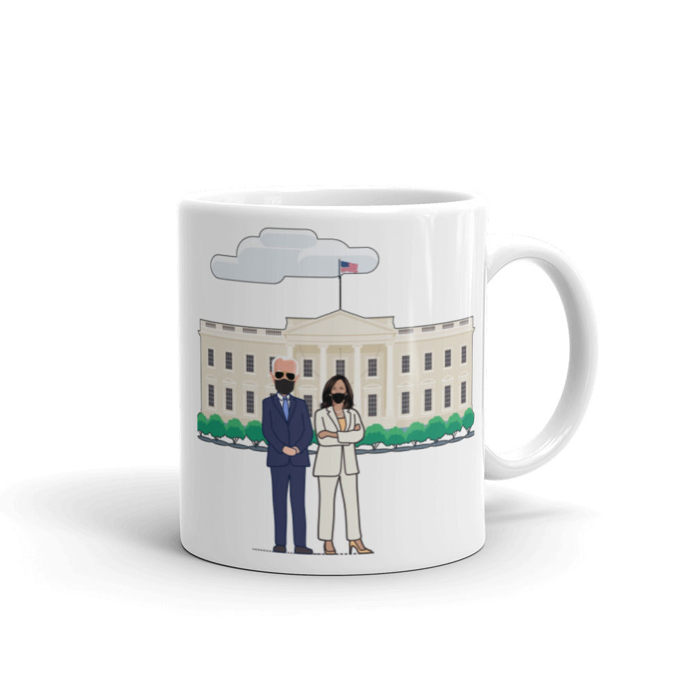 President Joe Biden VP Kamala Harris White House Mug 11 oz - Biden Harris Coffee Gift Mug - President Biden Mask USA - Trump Impeached Again