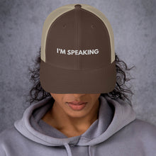 Load image into Gallery viewer, I&#39;m Speaking - Kamala Harris Debate Quote Trucker Hat - Kamala is Speaking Mr Vice President Pence - Vote Biden Harris I&#39;m Speaking Hat
