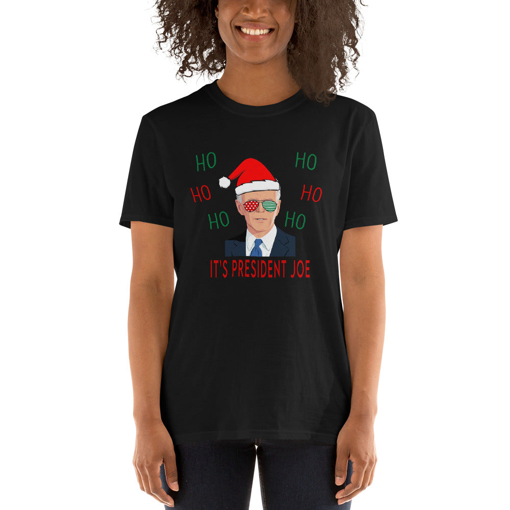 Ho Ho Ho It's President Joe - Biden Christmas Shirt - Biden Christmas Tshirt - Joe Biden President 46 Santa Hat Christmas Glasses Gift Shirt