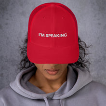 Load image into Gallery viewer, I&#39;m Speaking - Kamala Harris Debate Quote Trucker Hat - Kamala is Speaking Mr Vice President Pence - Vote Biden Harris I&#39;m Speaking Hat
