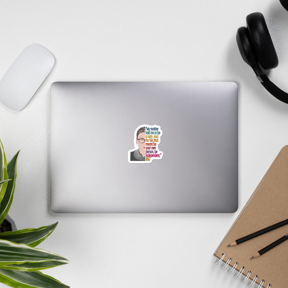 RBG Quote Sticker - Ruth Bader Ginsburg Quote Sticker - Mother Female Equality and Independence Quote - Girl Power - RBG Laptop stickers