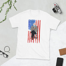Load image into Gallery viewer, Bernie Sanders USA Flag Meme Shirt Bernie Shirt Bernie USA Shirt Bernie Sanders Mittens Meme USA Short-Sleeve Unisex T-Shirt Bernie 2021
