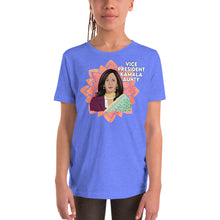 Load image into Gallery viewer, Vice President Kamala Aunty Youth Tshirt - Kamala - Kamala Harris - Kamala Sari South Asian - Aunty VP Kamala - Kamala Youth Unisex Shirt
